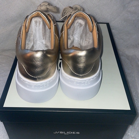 NWT J/SLIDES AMANDA Gold Leather - Picture 10 of 15